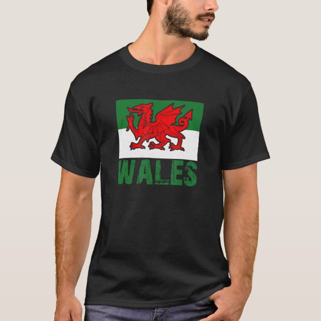 Wales Rugby national flag Cardiff fan T-Shirt (Front)