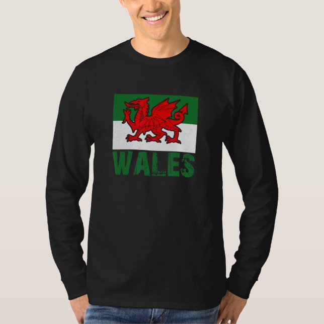 Wales Rugby national flag Cardiff fan T-Shirt (Front)