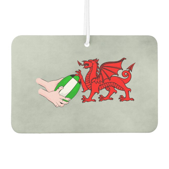 Wales Rugby Team  Dragon With Rugby Ball Air Freshener (Front)