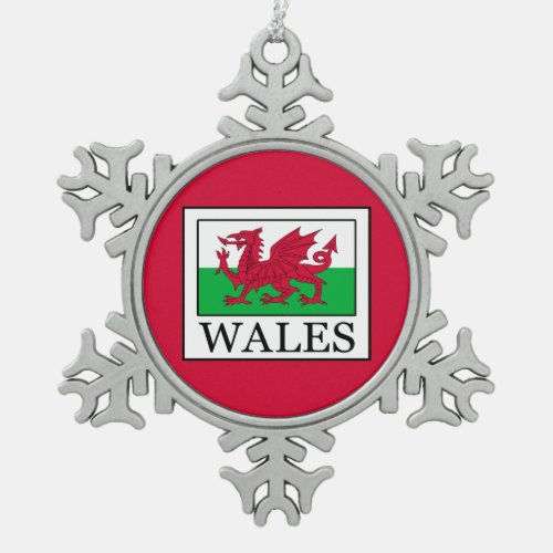 Wales Snowflake Pewter Christmas Ornament