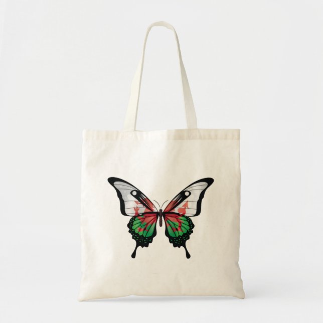 Wales Swallowtail Butterfly Flag Sticker Tote Bag (Front)