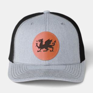 Wales Trucker Hat, Welsh Hat, Dragon / Cymru Leather Patch Hat