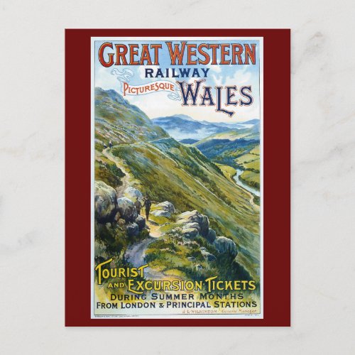 Wales UK Railroad Advertising Postcard