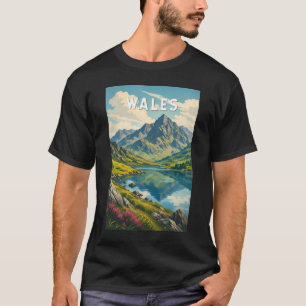 Wales United Kingdom Illustration Travel Art Retro T-Shirt