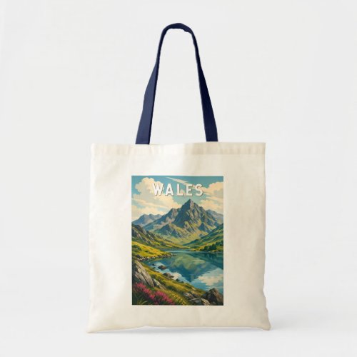 Wales United Kingdom Illustration Travel Art Retro Tote Bag
