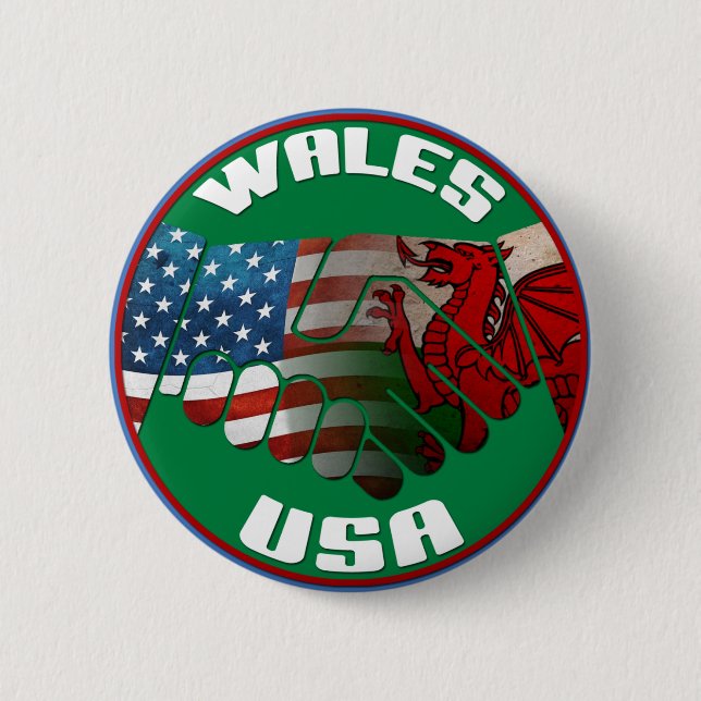 Wales USA Handshake Button (Front)
