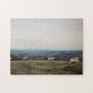 Wales Vintage View Landscape Sheep Welsh Horizon Jigsaw Puzzle