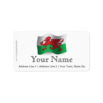 Wales Waving Flag Label by representshop at Zazzle