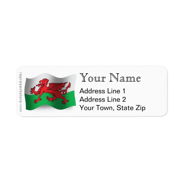 Wales Waving Flag Label (Front)