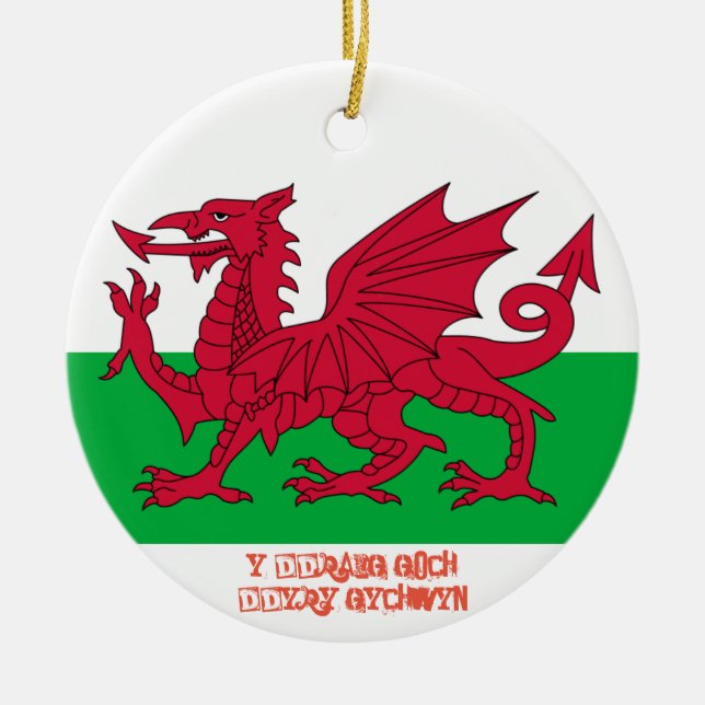 Wales Welch Red Dragon Flag Christmas Ornament (Front)