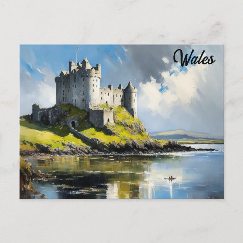 Wales Welsh Castle Watercolor Travel Postcard