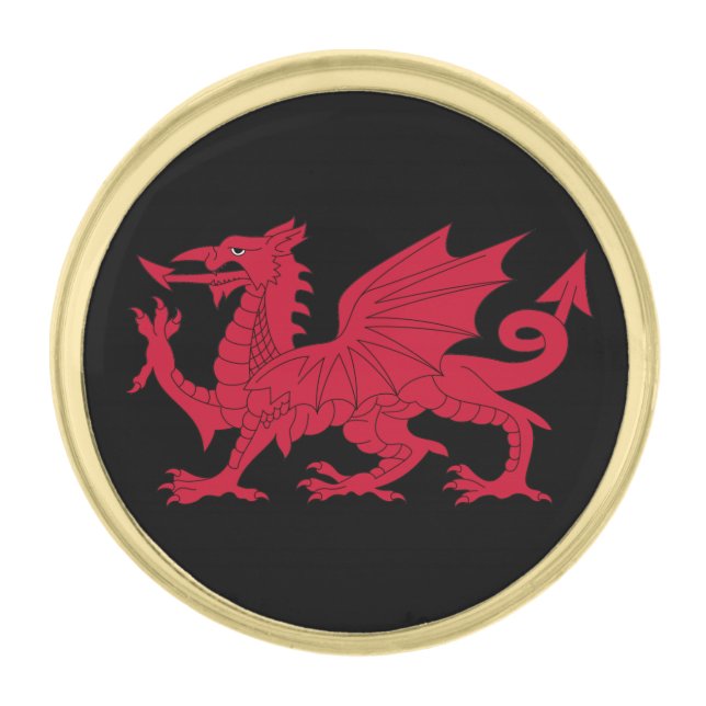 Wales & Welsh Coat of Arms, Flag Cymru / business Gold Finish Lapel Pin (Front)