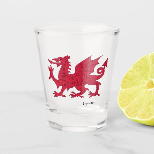 Wales  Welsh coat of arms flag Cymru party Shot Glass