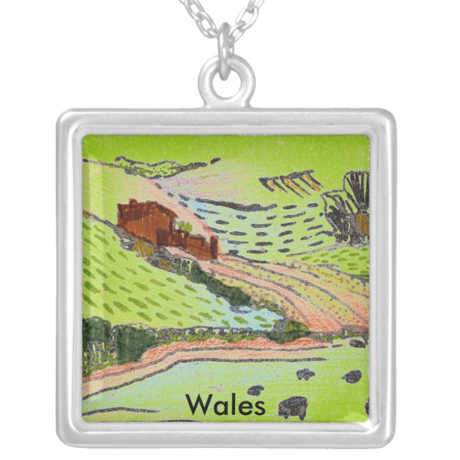 Wales / Welsh Countryside Silver Plated Necklace (Front)