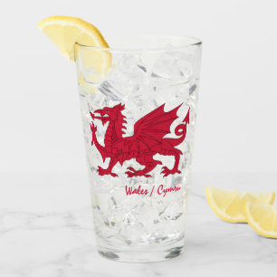 Wales & Welsh Dragon, Flag, Cymru patriot / sports Glass