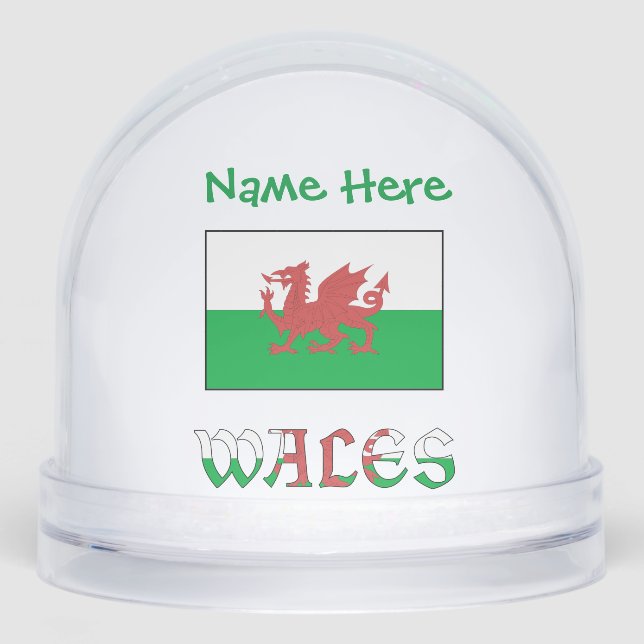 Wales Welsh Flag Green Personalization  Snow Globe (Front)