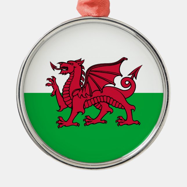 Wales -Welsh Flag Metal Ornament (Front)