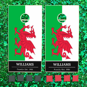 Wales & Welsh Flag personalized Cymru / Family fun Cornhole Set