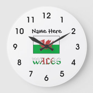 Wales Welsh Flag Personalized Large Clock