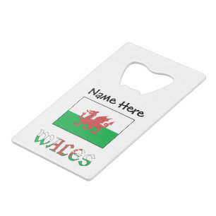 Wales Welsh Flag Personalized Name Credit Card Bottle Opener