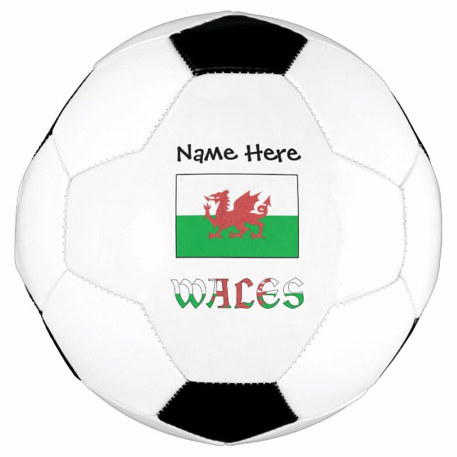 Wales Welsh Flag Personalized Name Soccer Ball (Front)