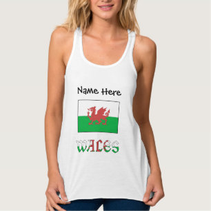 Wales Welsh Flag Personalized Name Tank Top