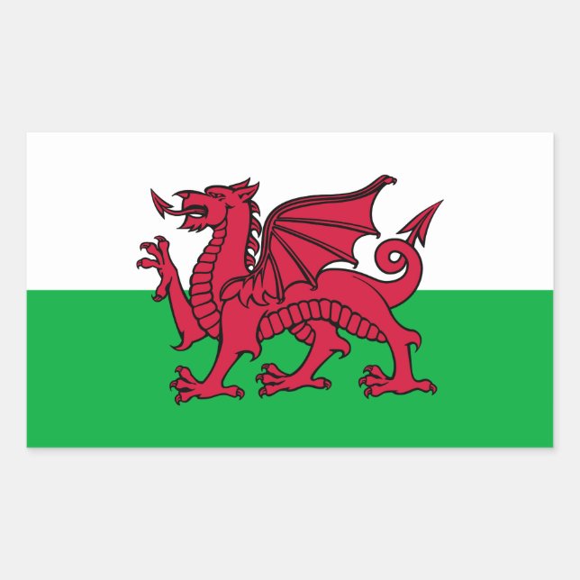 Wales -Welsh Flag Rectangular Sticker (Front)