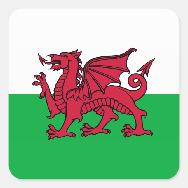 Wales -Welsh Flag Square Sticker (Front)