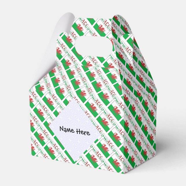 Wales Welsh Flag Tiled Personalized  Favor Boxes (Front Side)