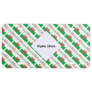Wales Welsh Flag Tiled Personalized  License Plate