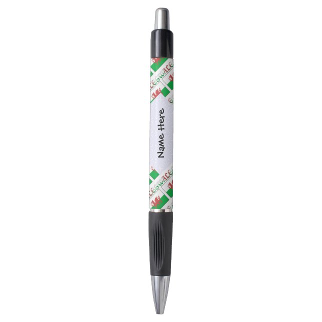 Wales Welsh Flag Tiled Personalized Name  Pen (Front Vertical)