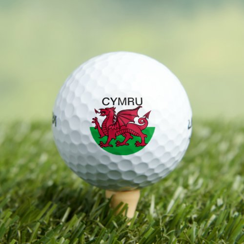 Wales Welsh Red dragon Cymru Flag Travel  Golf Balls
