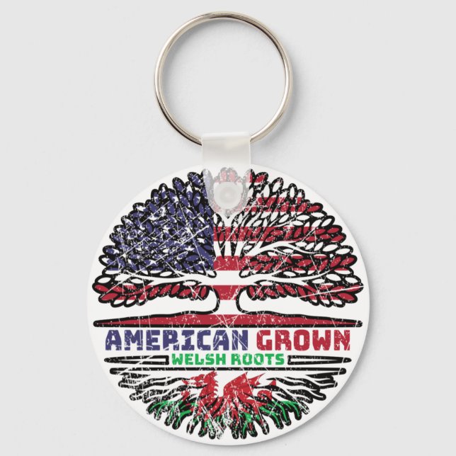 Wales Welsh US American USA United States Tree Keychain (Front)