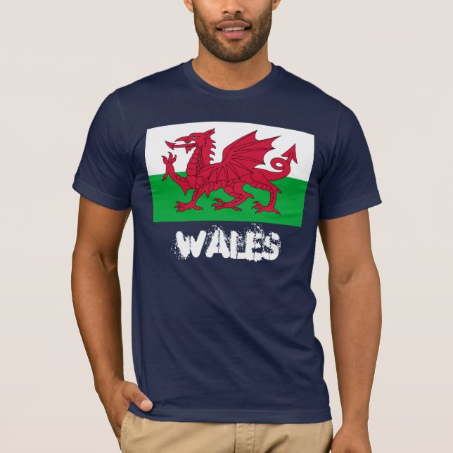 Wales with Welsh flag T-Shirt (Front)