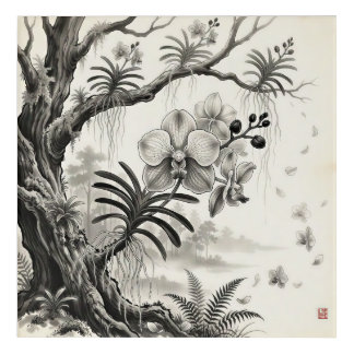 Waling-Waling — Philippine Queen Orchid Sumi-e Acrylic Print