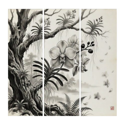 Waling-Waling — Philippine Queen Orchid Sumi-e  Triptych