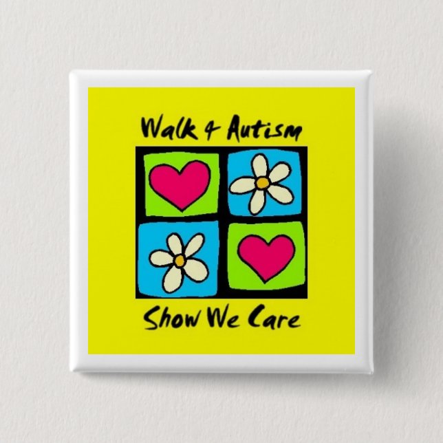 Walk 4 Autism square badge Pinback Button (Front)