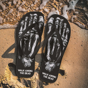 Walk Among the Dead Skeleton Bones Gothic Flip Flops