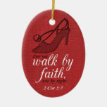 Walk By Faith 2 Corinthians 5:7 Bible Verse Quote Ceramic Ornament at Zazzle
