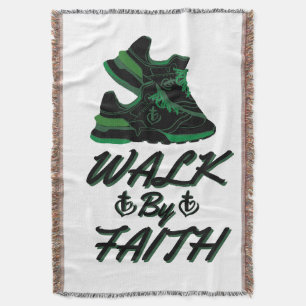 Walk By Faith Bible Quote Throw Blanket
