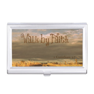 Walk by Faith Bible Verse Scripture Business Card Case