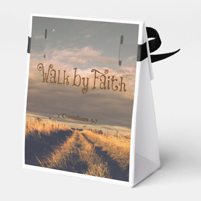 Walk by Faith Bible Verse Scripture Favor Boxes (Back Side)