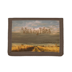 Walk by Faith Bible Verse Scripture Tri-fold Wallet