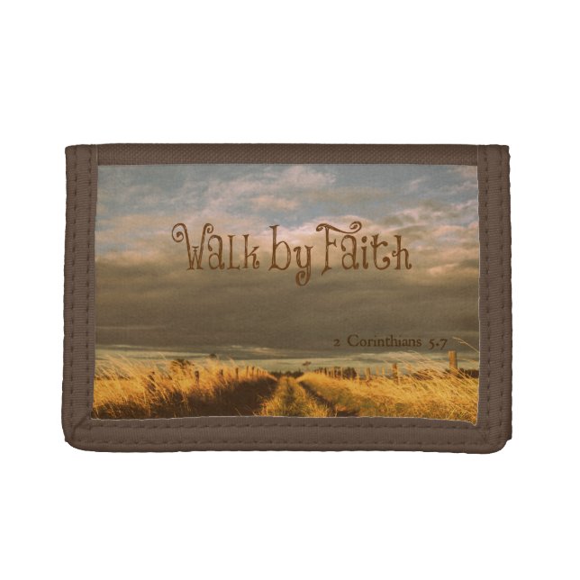 Walk by Faith Bible Verse Scripture Trifold Wallet (Front)