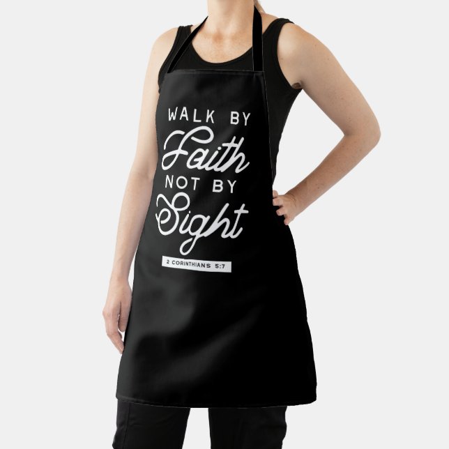 "Walk by Faith" Bible Verse Typography Design II Apron (Insitu)