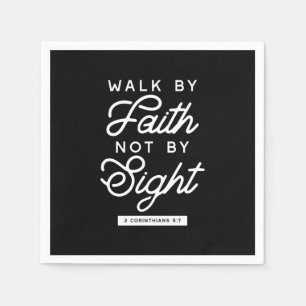 "Walk by Faith" Bible Verse Typography Design II Napkins