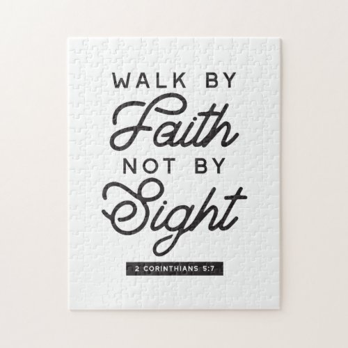 Walk by Faith Bible Verse Typography Design Jigsaw Puzzle