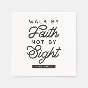 "Walk by Faith" Bible Verse Typography Design Napkins