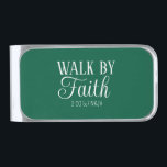 Walk by Faith Christian Living Hunter Green Silver Finish Money Clip<br><div class="desc">This simple and elegant money clip features a Bible verse on living our lives by faith.</div>