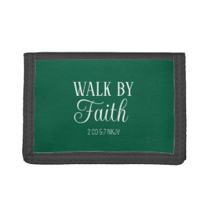 Walk by Faith Christian Living Hunter Green Trifold Wallet